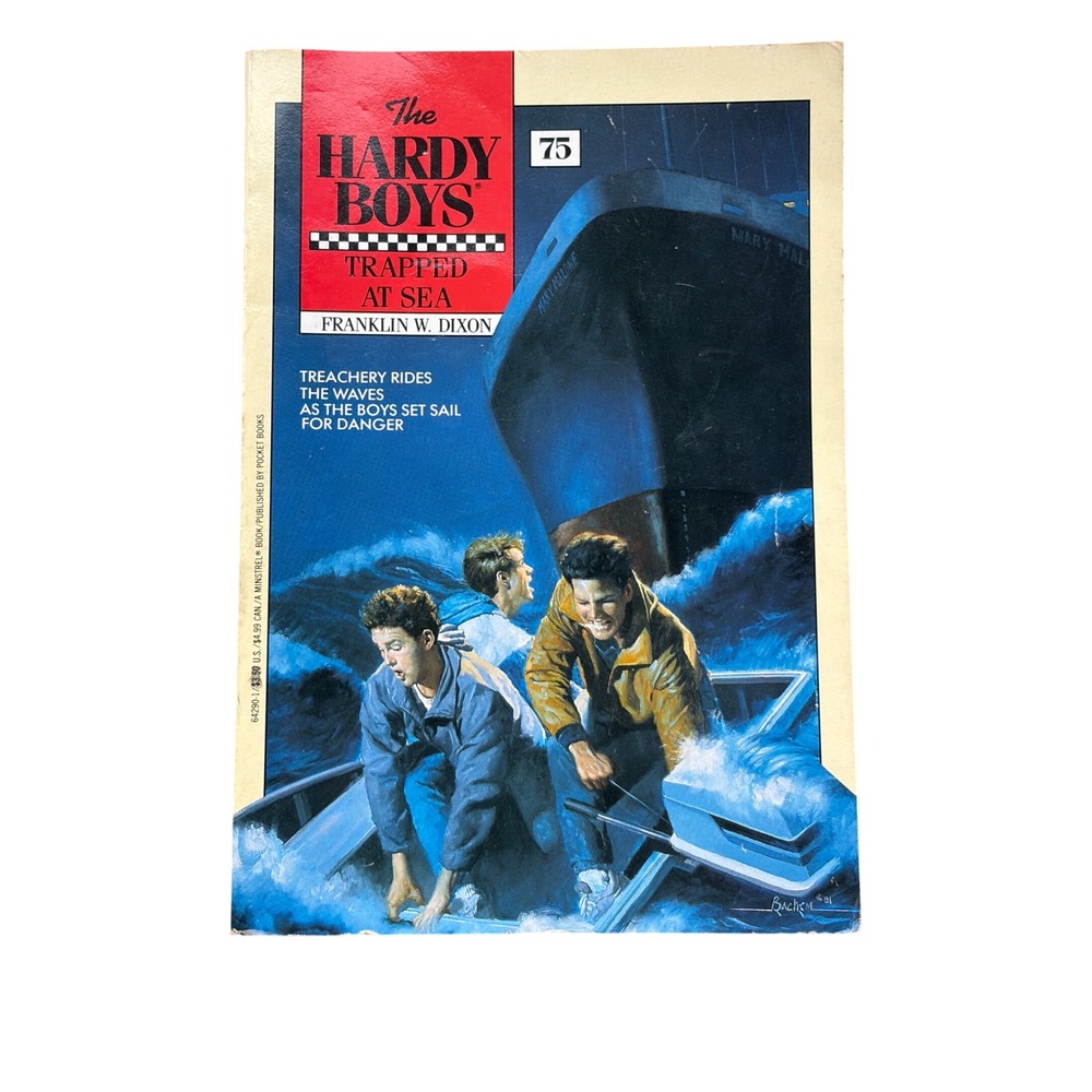The Hardy Boys Trapped at Sea #75 Franklin W Dixon Minstrel Paperback 1989 Book
